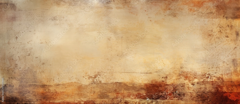 A painting featuring a textured brown and white background, creating a grungy and artistic display with intriguing elements. A painting featuring a textured brown and white background, creating a grungy and artistic display with intriguing elements.