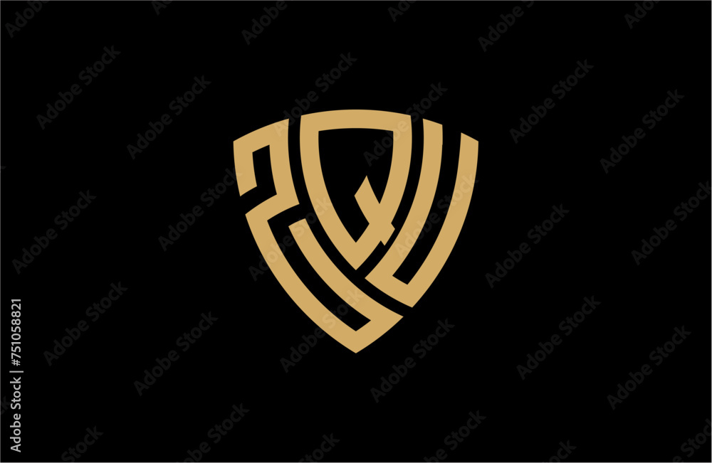 ZQU creative letter shield logo design vector icon illustration ZQU creative letter shield logo design vector icon illustration