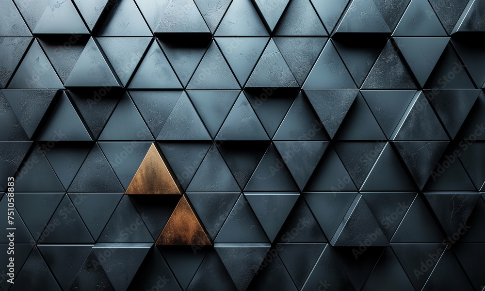 Polished, Semigloss Wall background with tiles. Triangular, tile Wallpaper with 3D, Black blocks. 3D Render Polished, Semigloss Wall background with tiles. Triangular, tile Wallpaper with 3D, Black blocks. 3D Render