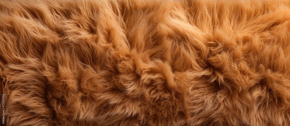 This image showcases a detailed close-up of natural brown wool texture from animal fur, providing warmth and comfort. The fur appears soft and fluffy, offering a tactile sense of coziness. This image showcases a detailed close-up of natural brown wool texture from animal fur, providing warmth and comfort. The fur appears soft and fluffy, offering a tactile sense of coziness.