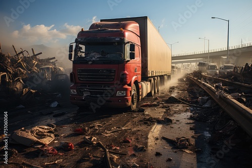 Accident with truck on highway © Алина Бузунова