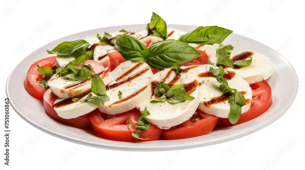 Plate of Caprese Salad on Transparent Background