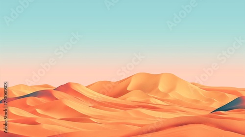 A high-resolution snapshot of a minimalistic digital desert with a gradient sky, providing a serene yet colorful background mockup.