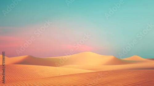 A high-resolution snapshot of a minimalistic digital desert with a gradient sky, providing a serene yet colorful background mockup.