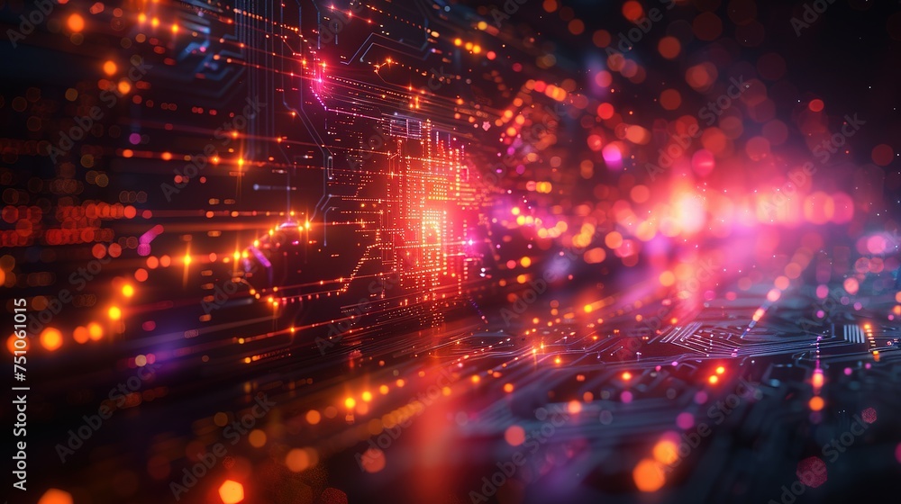 Fototapeta premium Modern technological design. Abstract high-tech background with arrows and glowing lines. Vector illustration for a banner or presentation on the theme of technology, science, and medicine