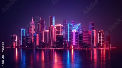 A high-resolution snapshot of a neon-lit cityscape against a dark backdrop  delivering a stylish and minimalistic mockup.