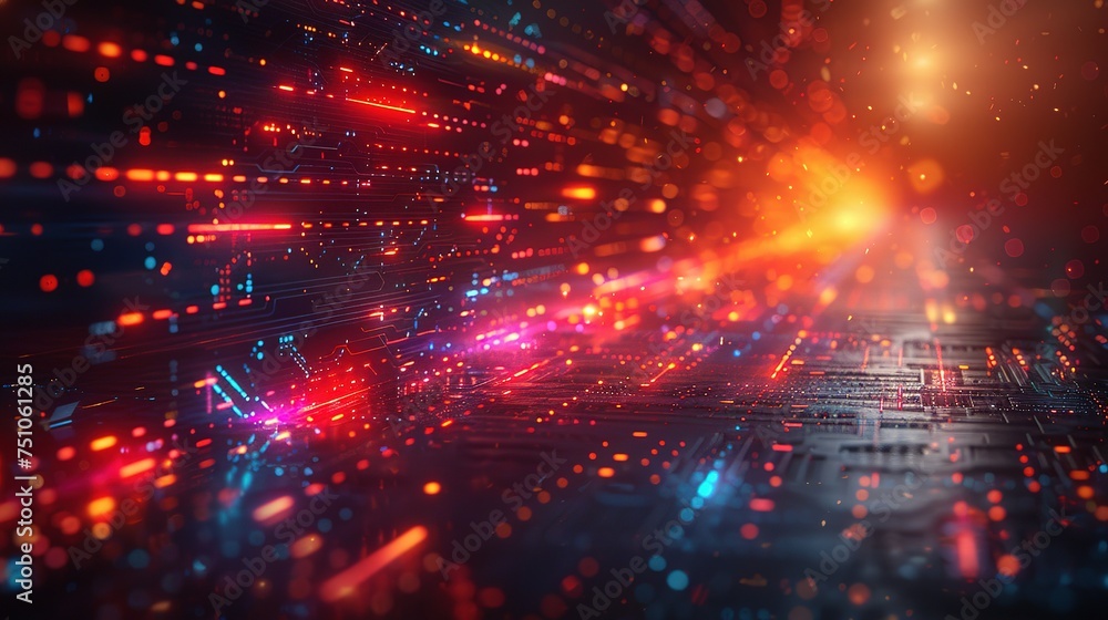 Obraz premium Modern technological design. Abstract high-tech background with arrows and glowing lines. Vector illustration for a banner or presentation on the theme of technology, science, and medicine