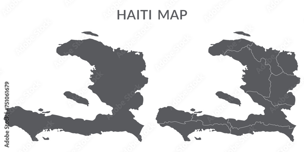 Haiti map. Map of Haiti in grey set
