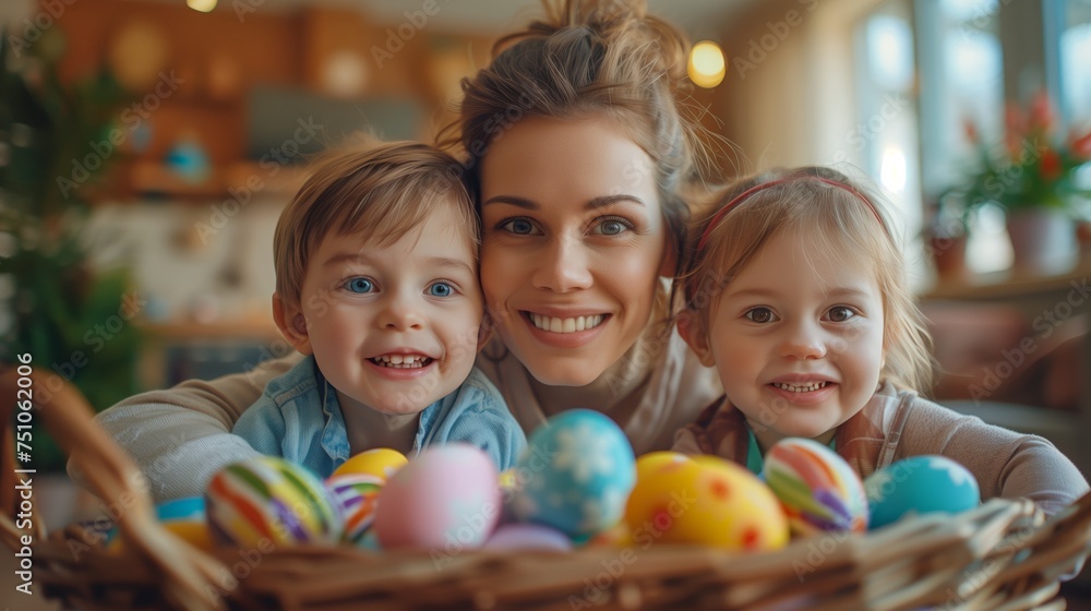 Happy mother and little children Happy mother and little children