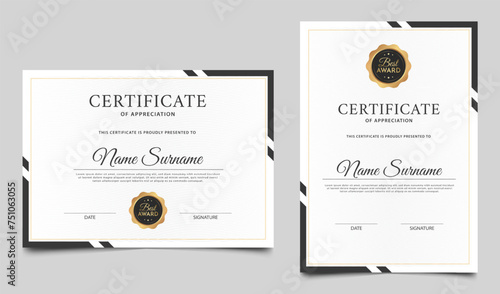 Certificate of achievement template. Clean certificate border design. Vector illustration