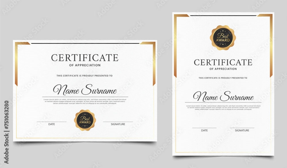 © Ardkyuu - Minimalist certificate of appreciation border template. Award diploma vector design