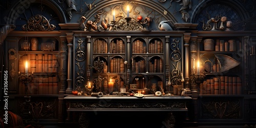3d rendering of a medieval castle interior with a lot of objects photo