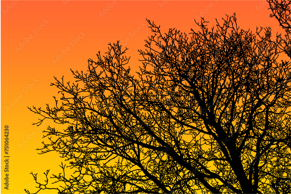 Obraz premium ramas, arboles, siluetas, vegetacion, roble, bosque, paisaje, vector, hojas, abstracto, sauce, tronco, malesa, pegatina