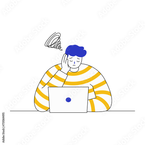 Man sitting in front of laptop and signing