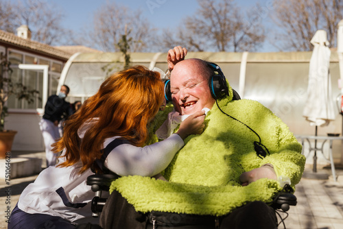 caregiver with mentally disabled patient photo