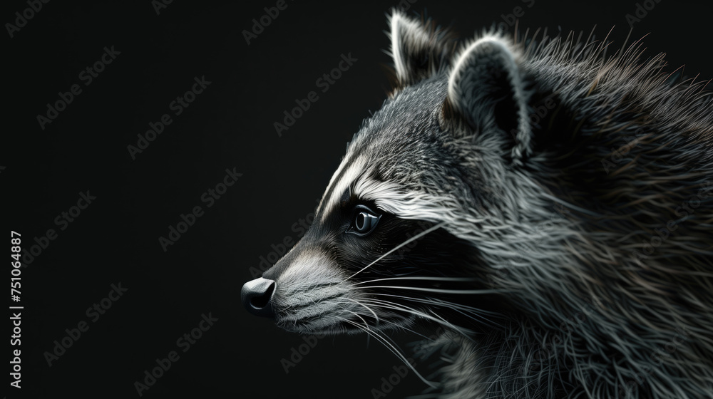 Obraz premium Beautiful raccoon side view