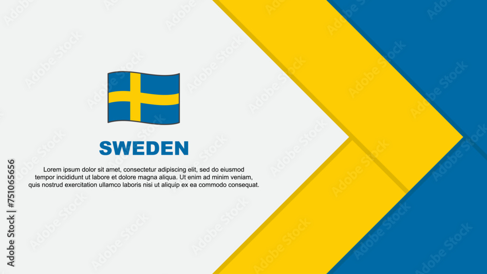 Fototapeta premium Sweden Flag Abstract Background Design Template. Sweden Independence Day Banner Cartoon Vector Illustration. Sweden Cartoon