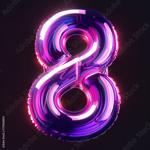3d rendering number font 8, countdown concept of number 8