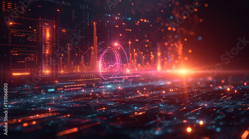 Visualizing the future of banking and payments this abstract animation showcases a digital landscape featuring pulsating geometric shapes and futuristic graphics. In this © Justlight