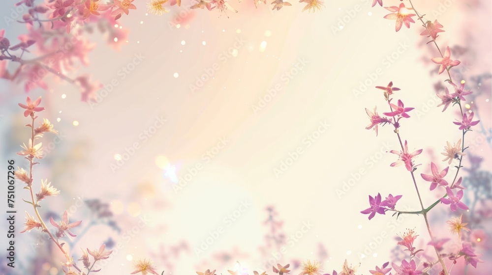 empty space for large text . Use soft colors and small flowers