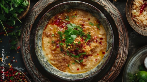 Haleem: A stew made from wheat, lentils, meat, and spices, often slow-cooked overnight.South Asia.Ramadan foods.