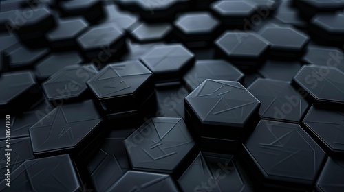 Abstract black technology hexagonal background, Abstract 3D Hexagon Tech Array
