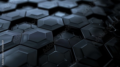 Abstract black technology hexagonal background, 3D Black Hexagon Tech Theme