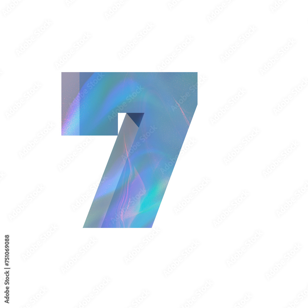 Sky blue Iridescent letter 7 Sky blue Iridescent letter 7