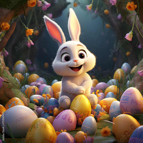 easter bunny with easter eggs © Ambarwati