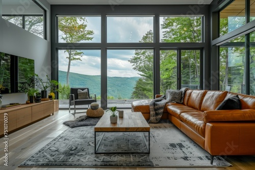 Modern Living Room With Large Windows © Ilugram