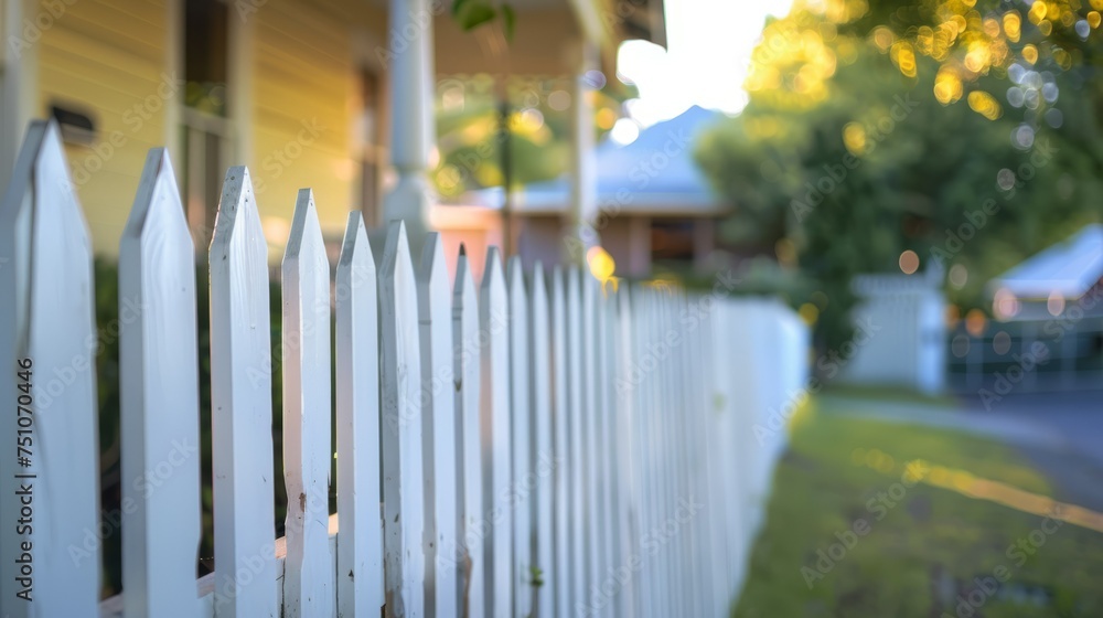 White Picket Fence Surrounding House