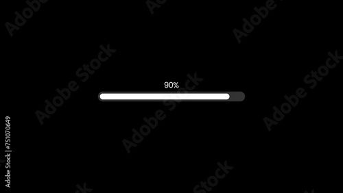 white loading bar animation isolated on a black background. 4k Video