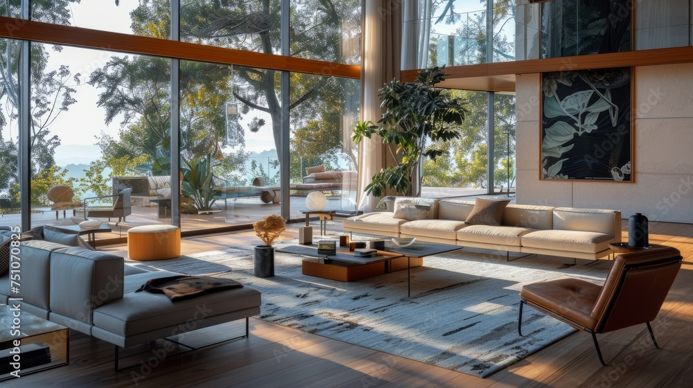 Modern Living Room With Large Windows