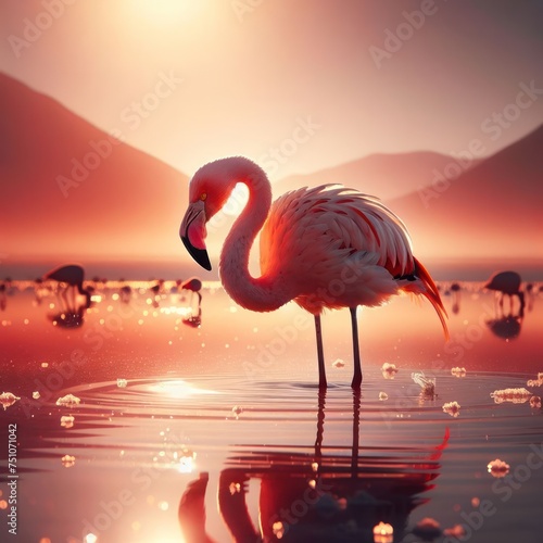 flamingo in sunset
