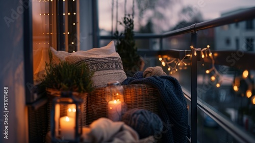Balcony Setting With Candles and Blankets