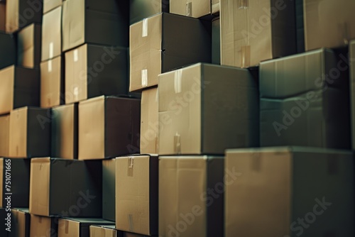 Stacked Boxes in Warehouse