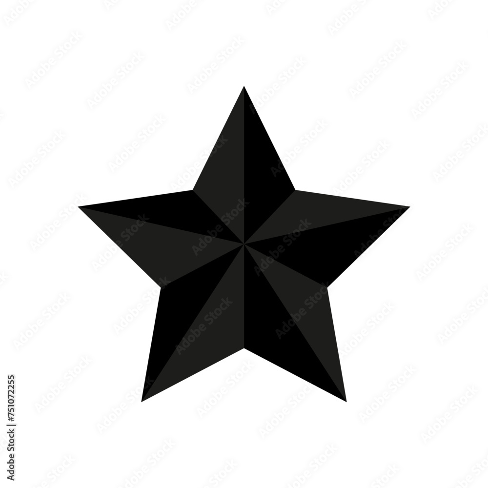 A 3D black star with five points and subtle shading on a white background. Vector illustration. EPS 10. A 3D black star with five points and subtle shading on a white background. Vector illustration. EPS 10.