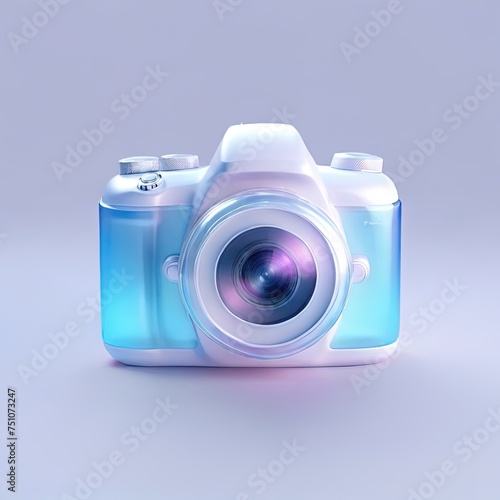 Glossy stylized glass icon of camera, photo, photography 