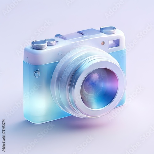 Glossy stylized glass icon of camera, photo, photography 