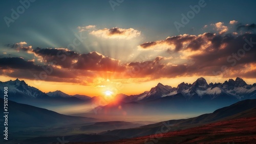 Capture the breathtaking moment as the sun sets behind the distant mountains  colors of the sky and the sense of peace