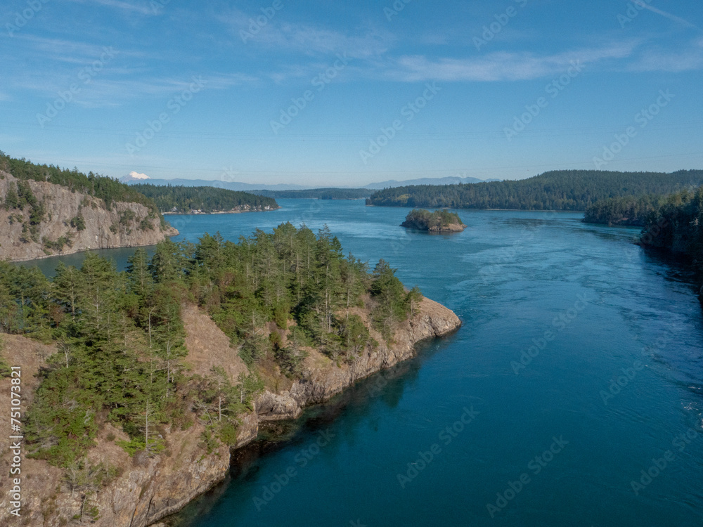 Mount Baker from Deception Pass Bridge on clear day Mount Baker from Deception Pass Bridge on clear day