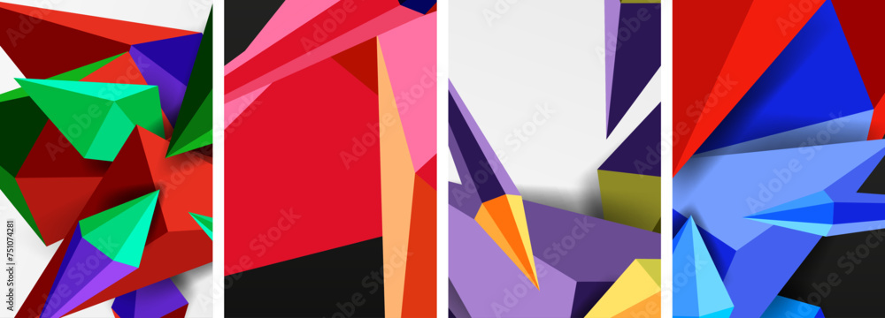 Mosaic triangles poster geometric abstract background set Mosaic triangles poster geometric abstract background set
