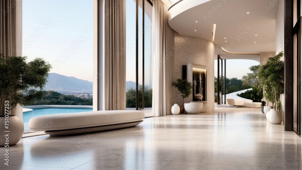 Describe the grand entrance of your modern villa, with sleek Italian design, a dramatic foyer, and an immediate view that takes your breath away Describe the grand entrance of your modern villa, with sleek Italian design, a dramatic foyer, and an immediate view that takes your breath away