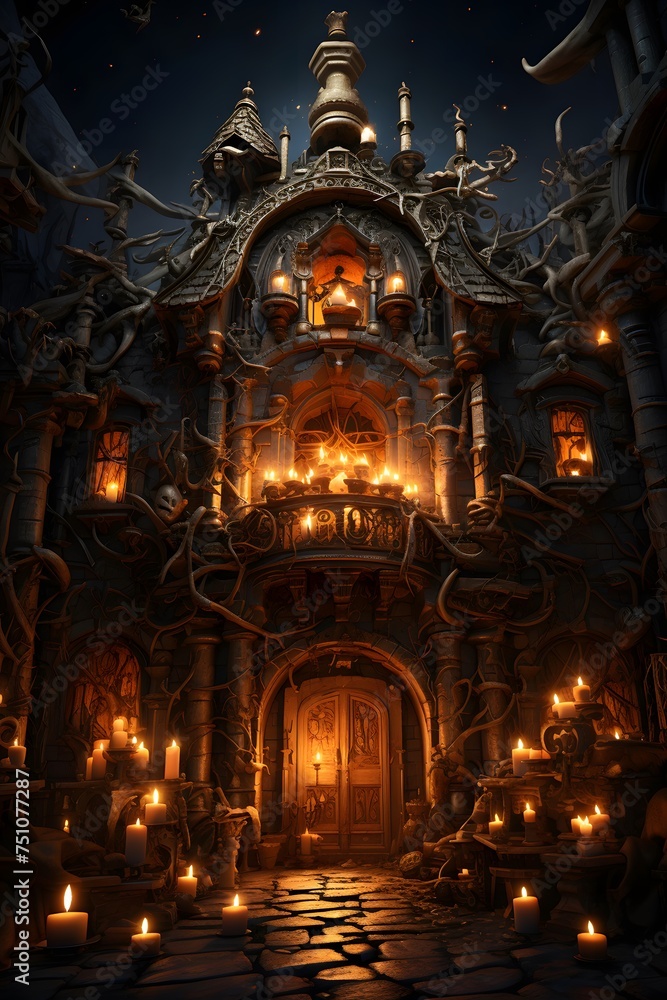 3D CG rendering of Hindu temple. High resolution image gallery.