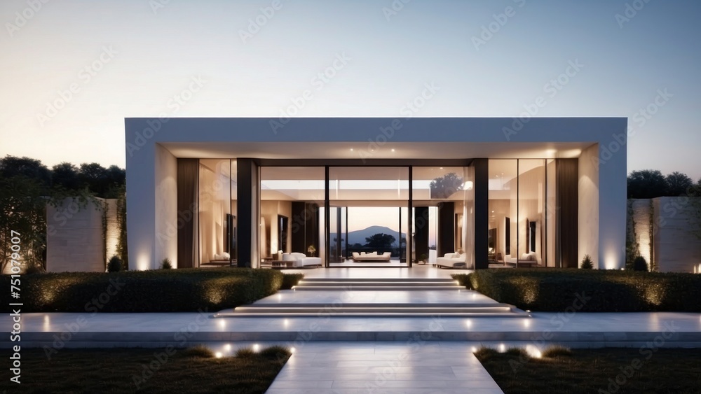 Describe the grand entrance of your modern villa, with sleek Italian design, a dramatic foyer, and an immediate view that takes your breath away Describe the grand entrance of your modern villa, with sleek Italian design, a dramatic foyer, and an immediate view that takes your breath away
