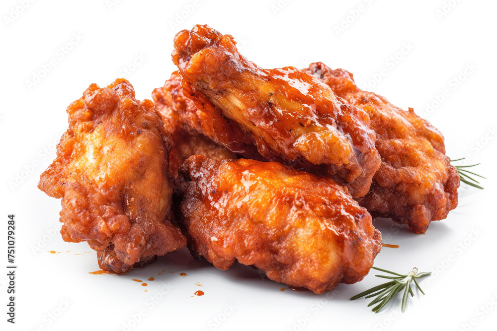 Chicken Wings With Sauce On Isolated White Background