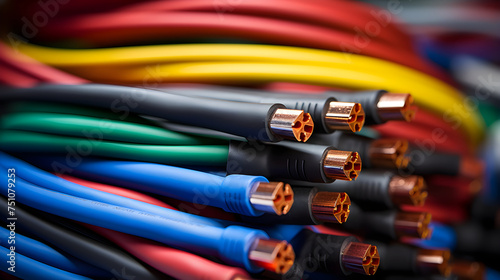 Close-Up Detail of Colorful BV Cables Ideal for Building Electrical Installation