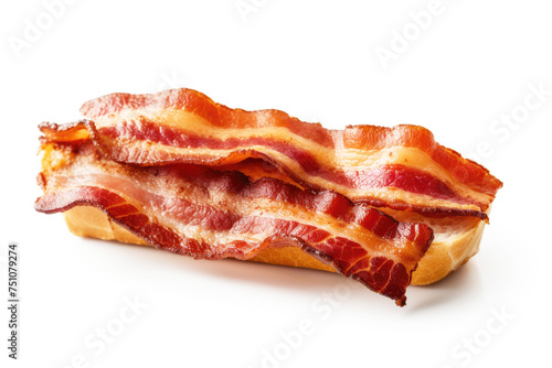 Grilled Bacon on Bread On Isolated White Background