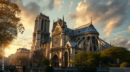 notre dame cathedral city, Generative AI photo