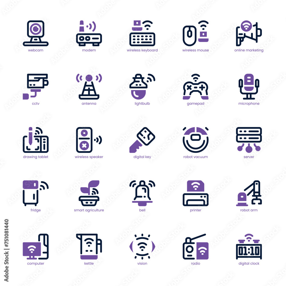 Digital Technology icon pack for your website, mobile, presentation, and logo design. Digital Technology icon dual tone design. Vector graphics illustration and editable stroke.